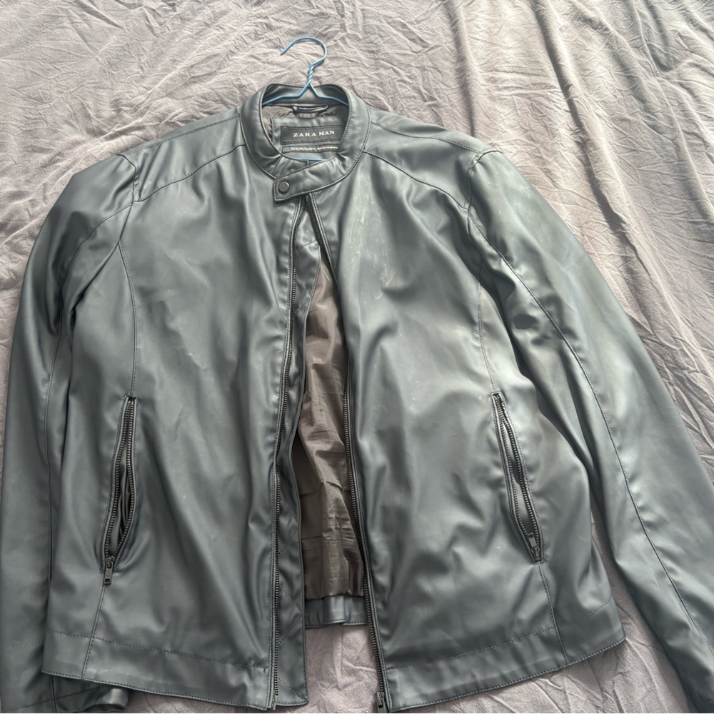 Zara Man Black Faux Leather Jacket